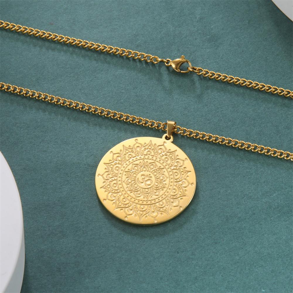  Buddhist Lotus Flower Om Symbol Pendant Necklace Mandala Hindu Yoga Inspirational Meditation Necklaces Religious Jewelry