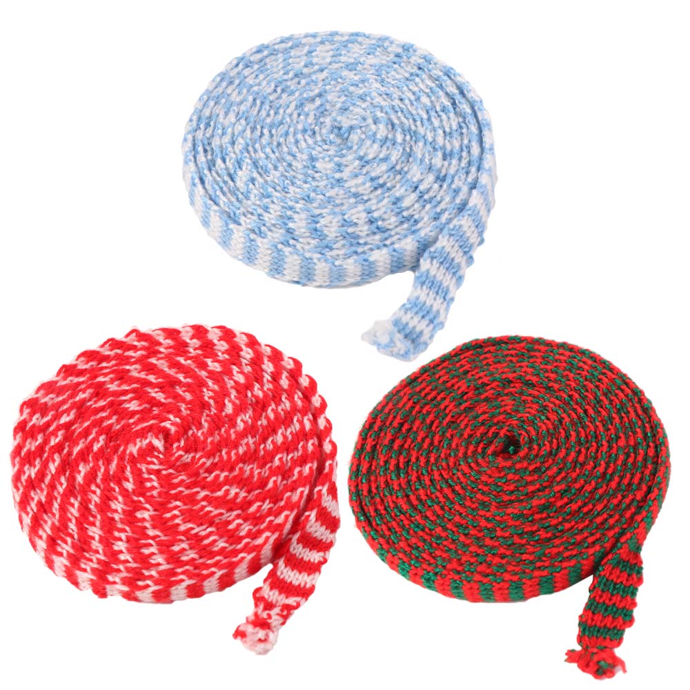 Handmade Woolen Yarn Ribbon Classical Stripe Ribbon Christmas Knitting Ribbon Christmas Decoration