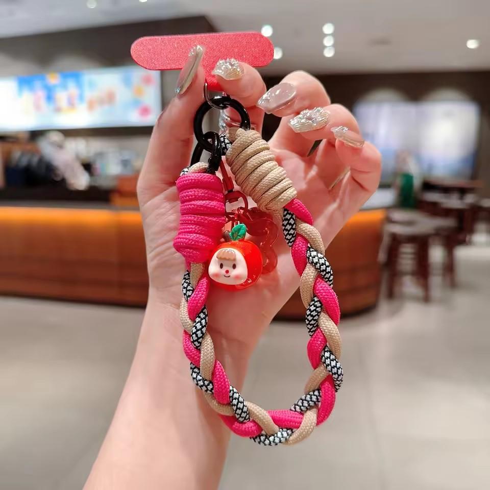 1Pc Creative Cartoon Mobile Phone Universal Lanyard Three Color Wrist Strap Hand-Woven Hand Rope Mobile Hanging Accessories
