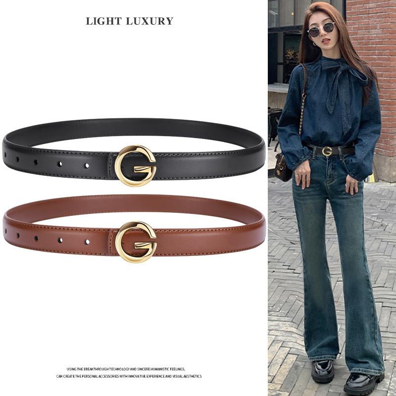 Versatile Pu Leather Alphabet Belt With Metal Closure For Women Use Casual