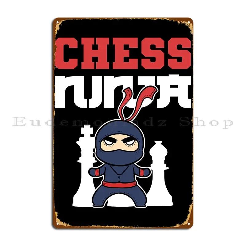 Chess Ninja Chess Grandmas Metal Sign Garage Iron Club Home Wall Plaque Tin Sign Poster 20x30cm（7.8x11.8inch）