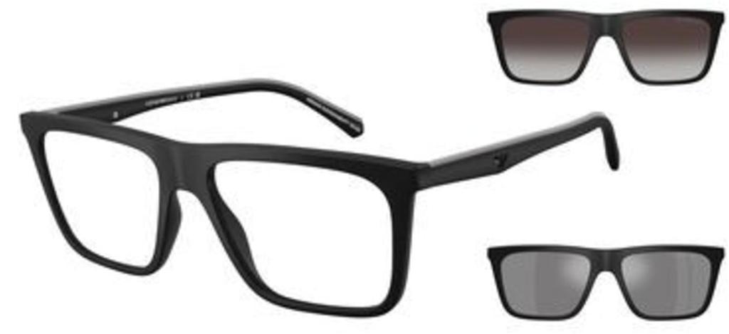 EMPORIO ARMANI matte 50011W56 0EA4258F sunglasses, black, clear, 56mm,