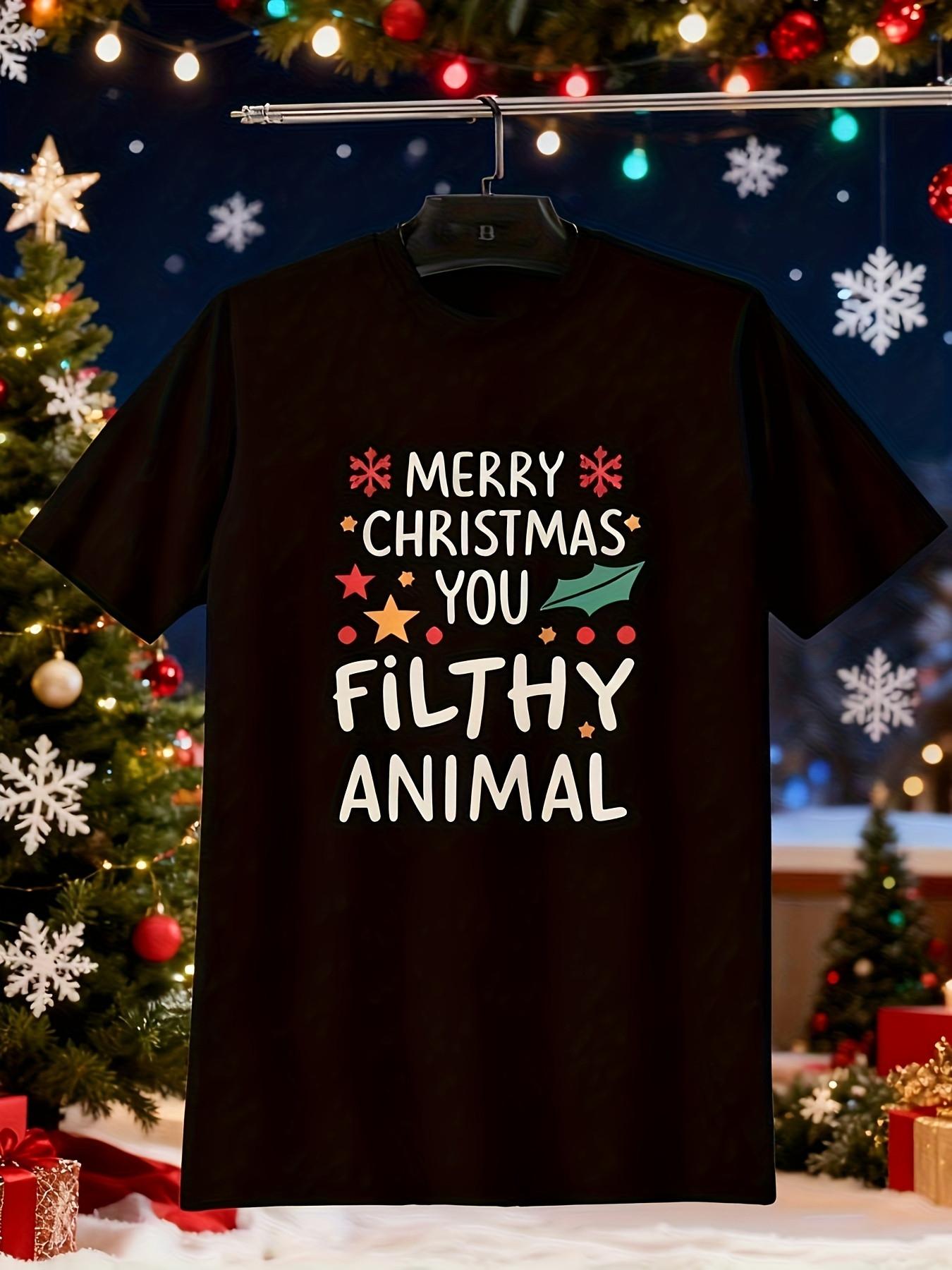 Plus Size Mens Merry Christmas You Dirty Animal TShirt S