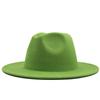 Woolen Top Hat European and American Fashion Fruit Green Plus Yellow Color Matching Hat Women's Flat-brimmed Jazz Hat CM