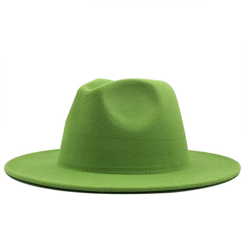 Woolen Top Hat European and American Fashion Fruit Green Plus Yellow Color Matching Hat Women's Flat-brimmed Jazz Hat CM