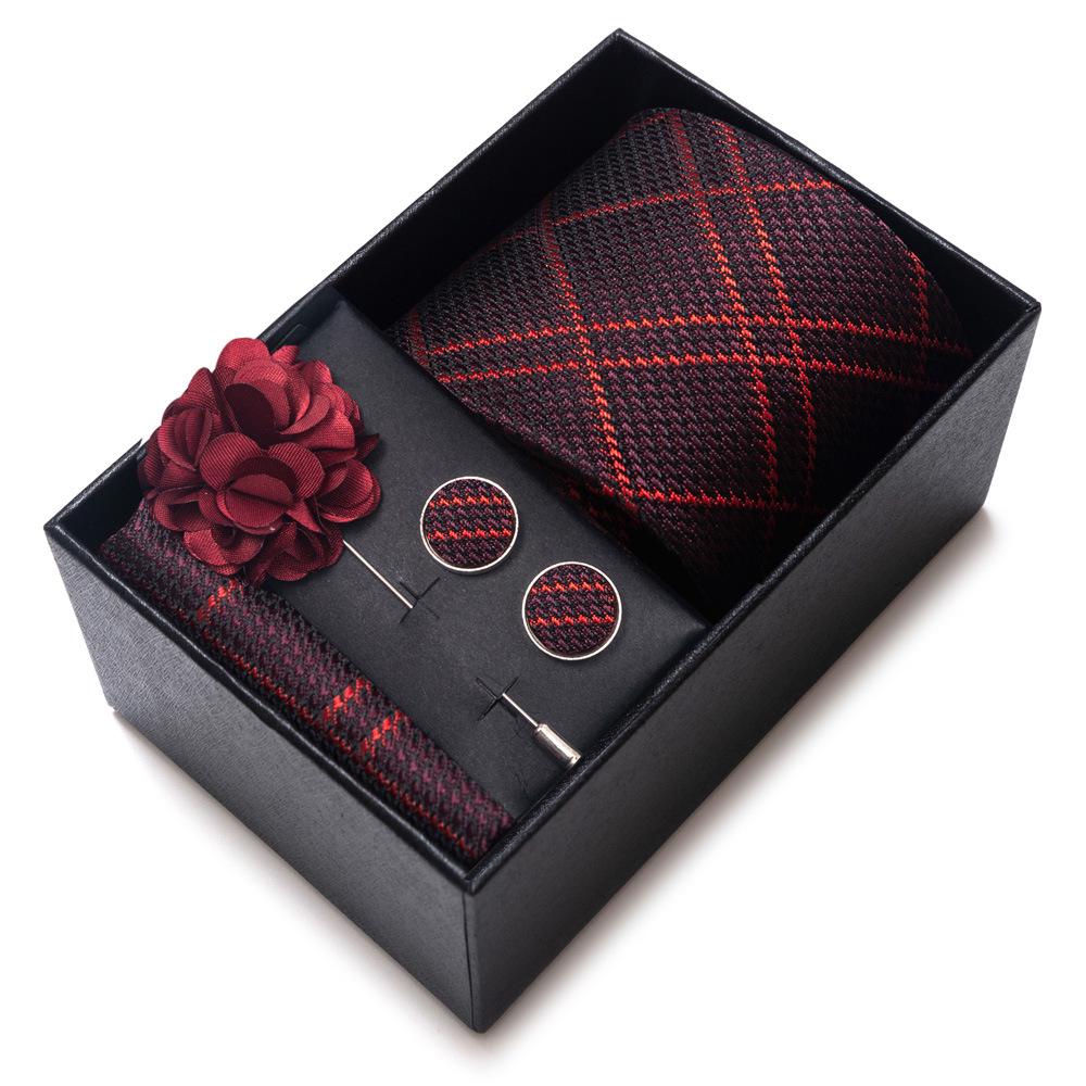 

2026 Men s High-Grade Tie Set: Includes Tie, Cufflinks, Pocket Square, Brooch & Gift Box.