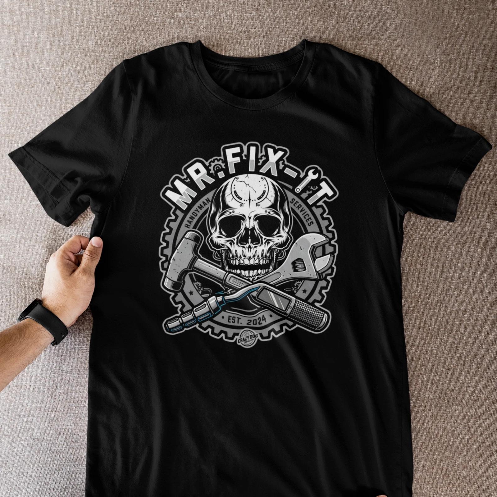 Mr Fix It T Shirt Handyman Skull Tools Graphic Tee Funny Mechanic XL