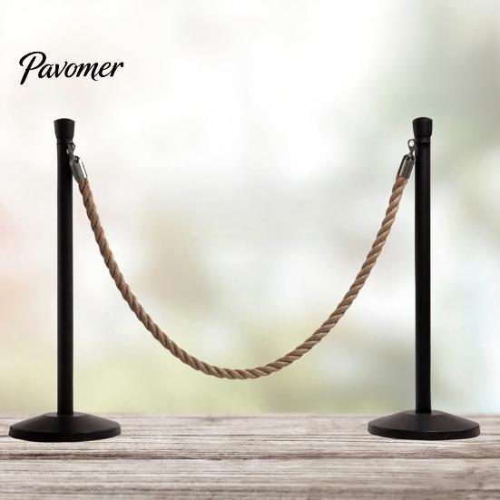 Rope with Metal Hooks 1/1.5/2M Natural Braided Jute Rope, Heavy Duty Woven Twine Barrier for Crafts, Queue Crowd Control