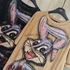 Trendy European & American Retro Distressed Cartoon Cotton T-Shirt - Women's Loose Fashion Short Sleeve Top for Autumn