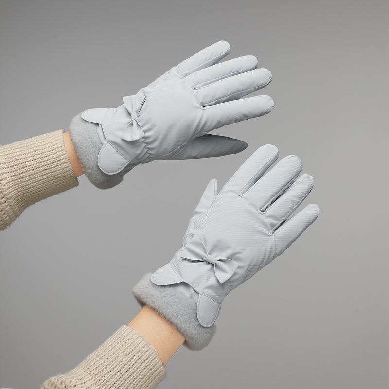 Winter Plus Fleece Gloves New Style for Women Riding and Driving Windproof Cold Warm Touch Screen Cute Korean Style Student Riding Bike