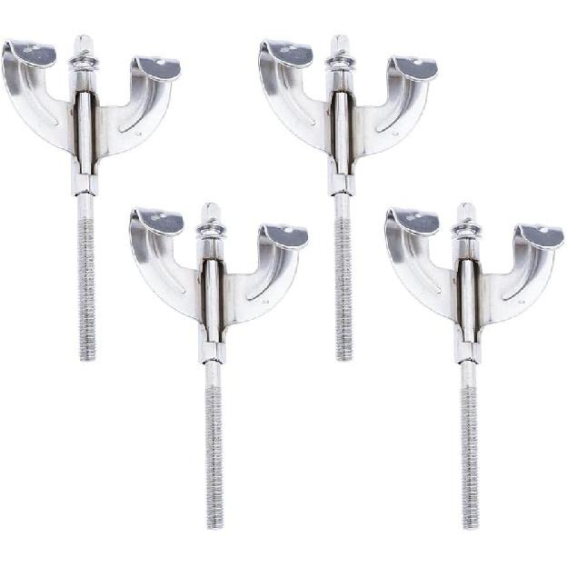 LoveinDIY 4pcs Bass Drum Claw Hook with Tension Rods for Drum Parts Assembly Silver