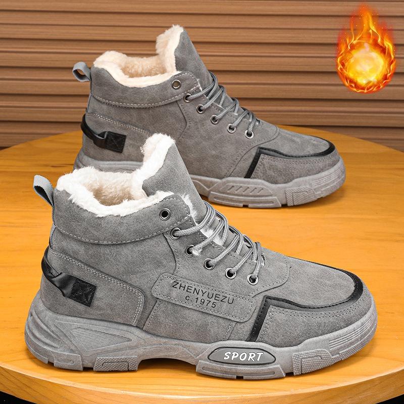 Men's Wide Width Winter Thermal Snow Boots High Top Slip Resistant Lace-Up Fashion Casual Ankle Boots Warm Lined Comfortable