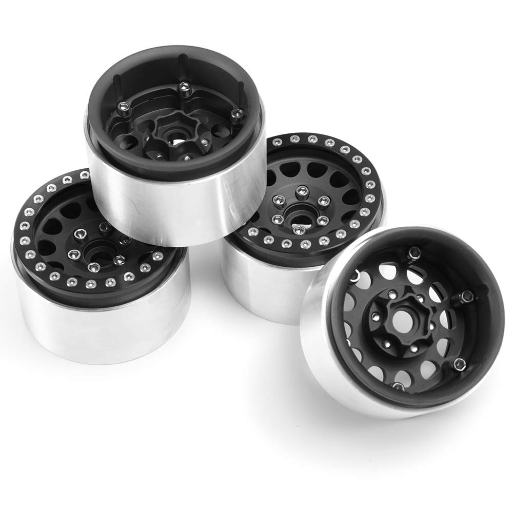 RC Car Inch Internal Beadlock Wheels Widened 35mm Internal Beadlock Wheels Hub for AXIAL SCX10 RC Crawler 1 4 1.9 No. (Black, Pieces)