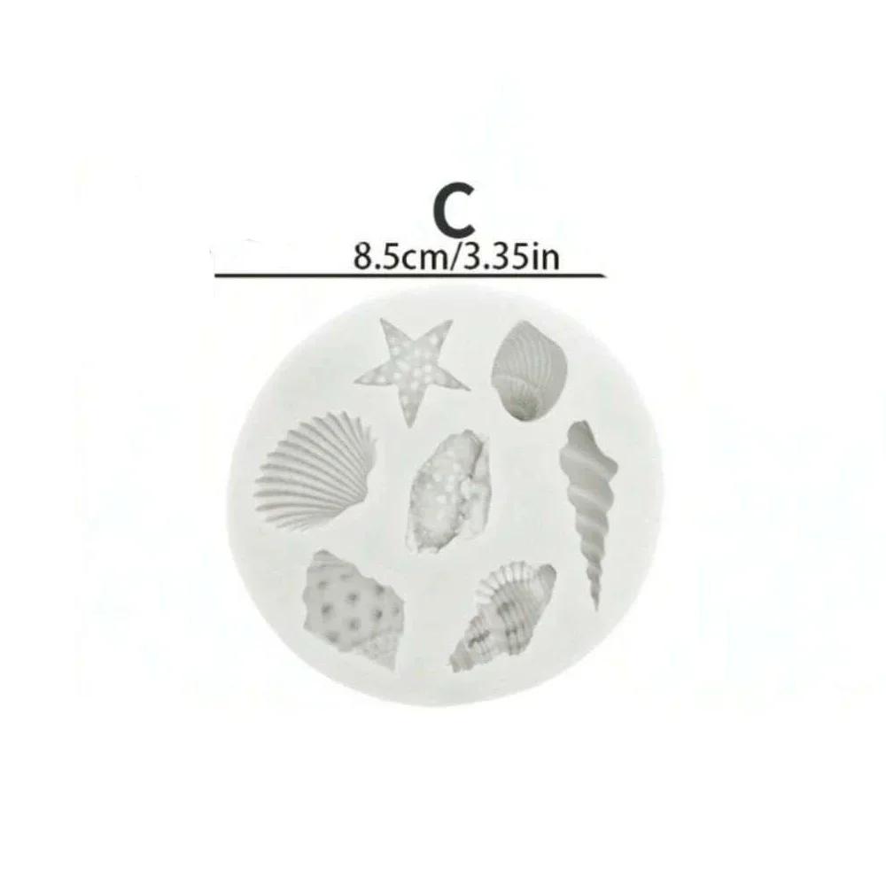 1 ks 3D silikonová forma na fondant s oceánskou tématikou pro DIY zdobení dortů, mušle, hvězdice, korál, formička na pečení cupcakes, sada nástrojů na pečení čokolády