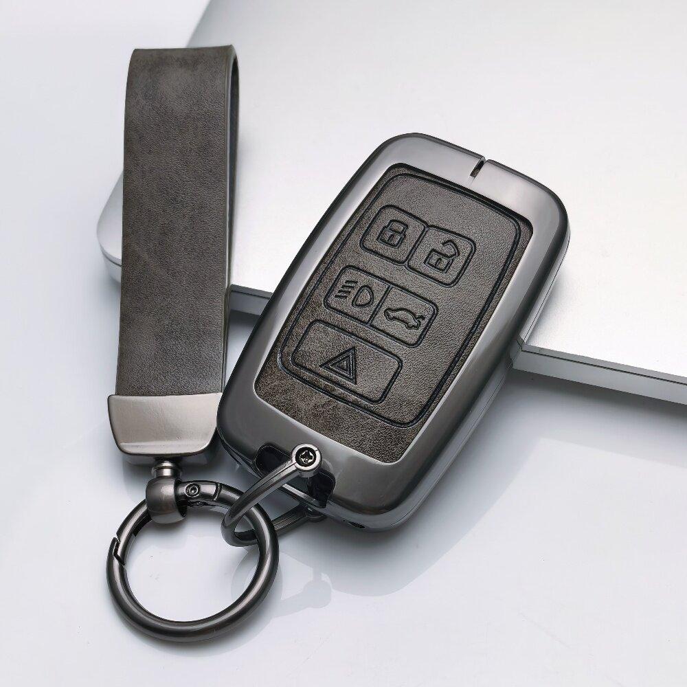 Zinc Alloy Leather Car Key Case Cover For Land Rover Range Rover Evoque Freelander Velar Discovery 4 Jaguar Xe Xj Xf Guitar