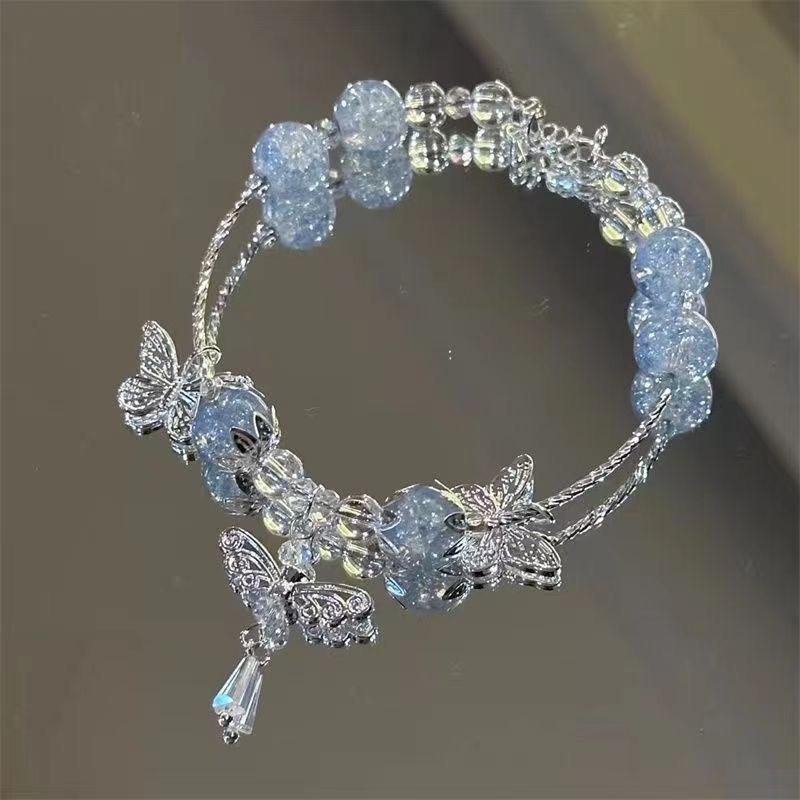 Moana deep sea blue bracelet, original gradual change niche blue sea fishtail starfish glazed bracelet
