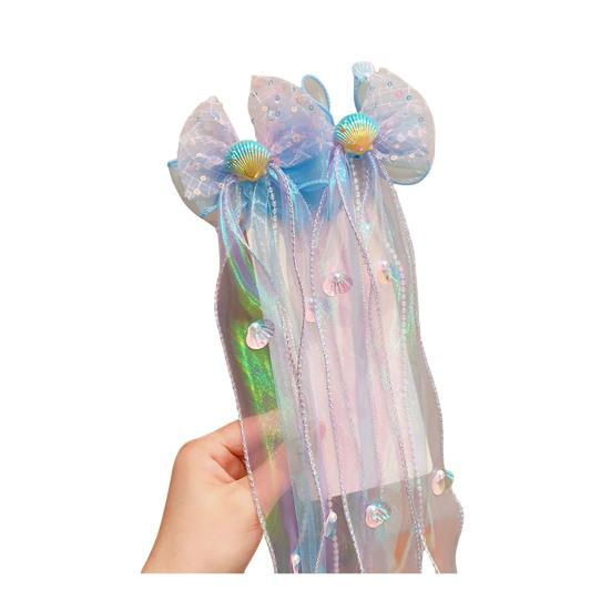 Girl Hair Pin Bowknot Starfish Shell Faux Pearls Chain Decor Kids Hair Clip Princess Headwear Hair Accessories