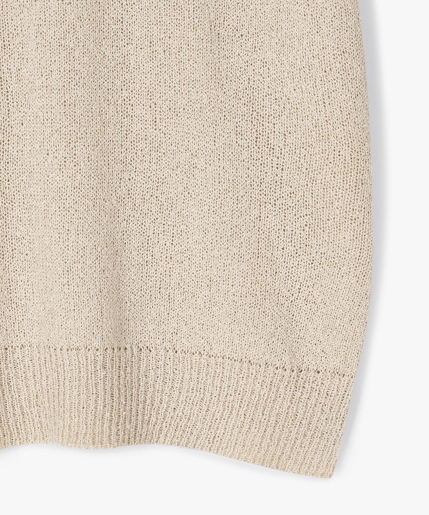 POLYGRAM Boucle Open Collar Half Knit - Beige