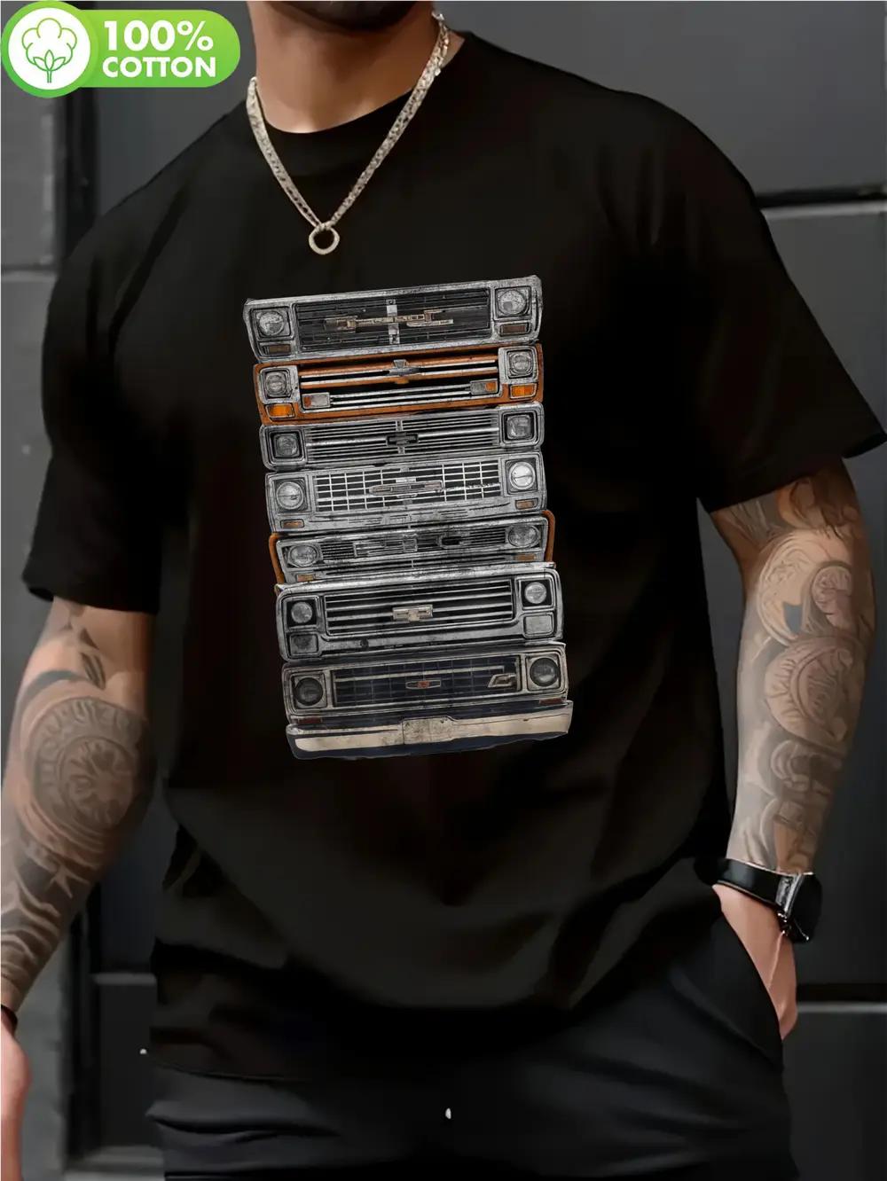 

Vintage Cube Truck Graphic T-shirt - 100% Cotton Relaxed Fit Casual Tee with Retro Automotive Design XL