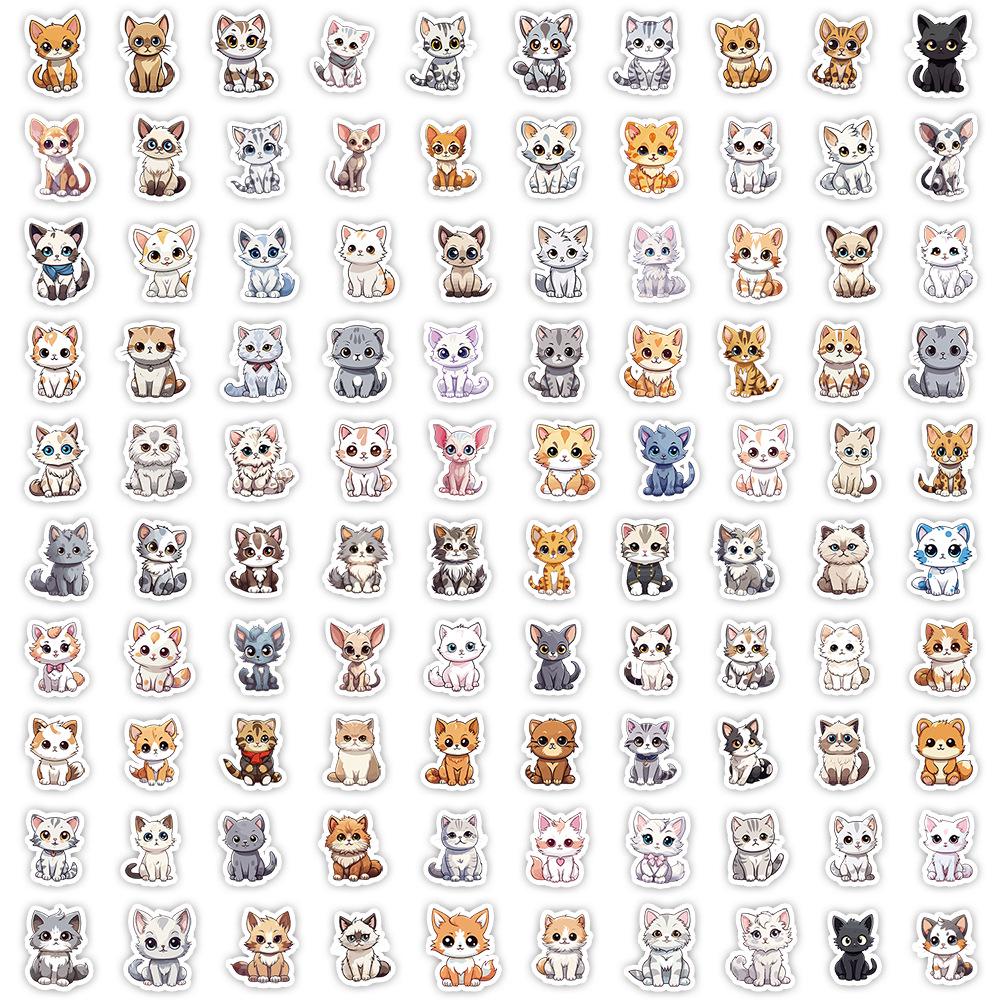 100 Cute Kitten Graffiti Stickers for Kids: DIY Water Bottle, Computer, Skateboard Decor