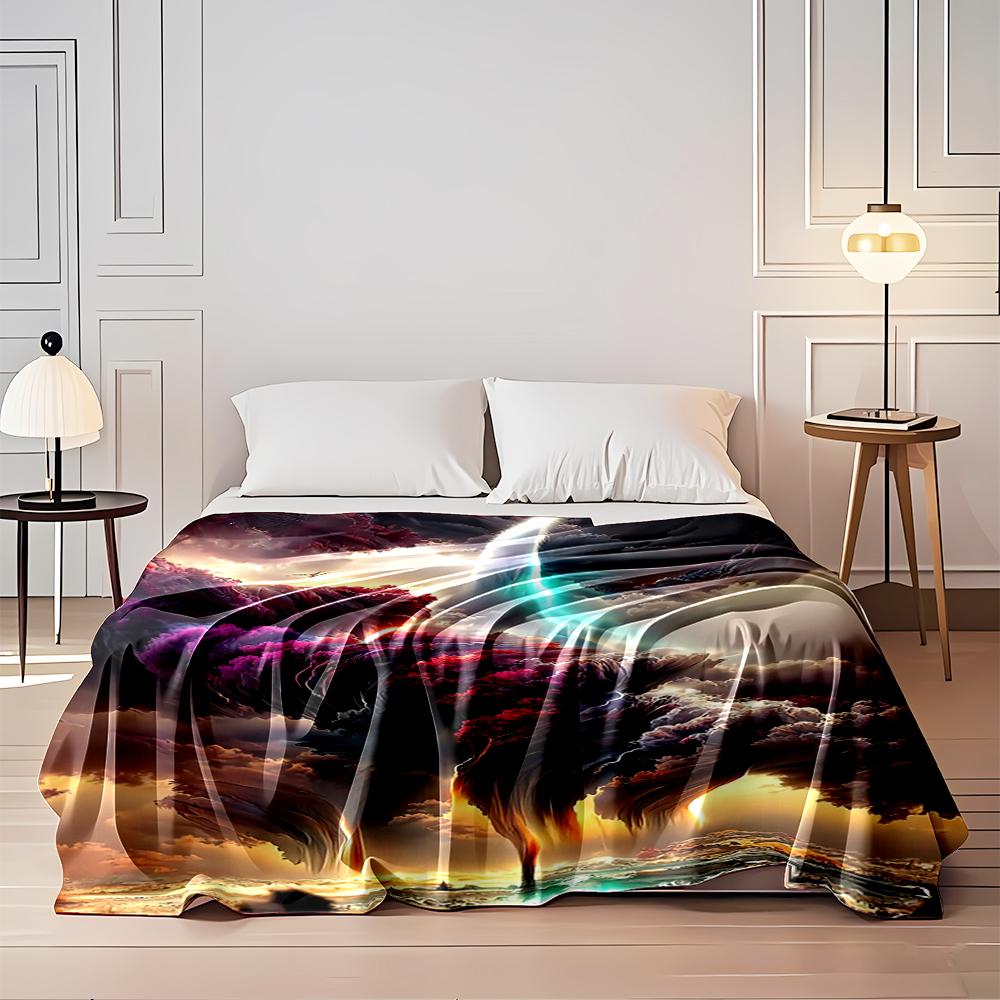 Vibrant Abstract Cloudscape Design Blanket Flannel Blanket for Bedroom, Living Room, Sofa, and Nap Sofas.