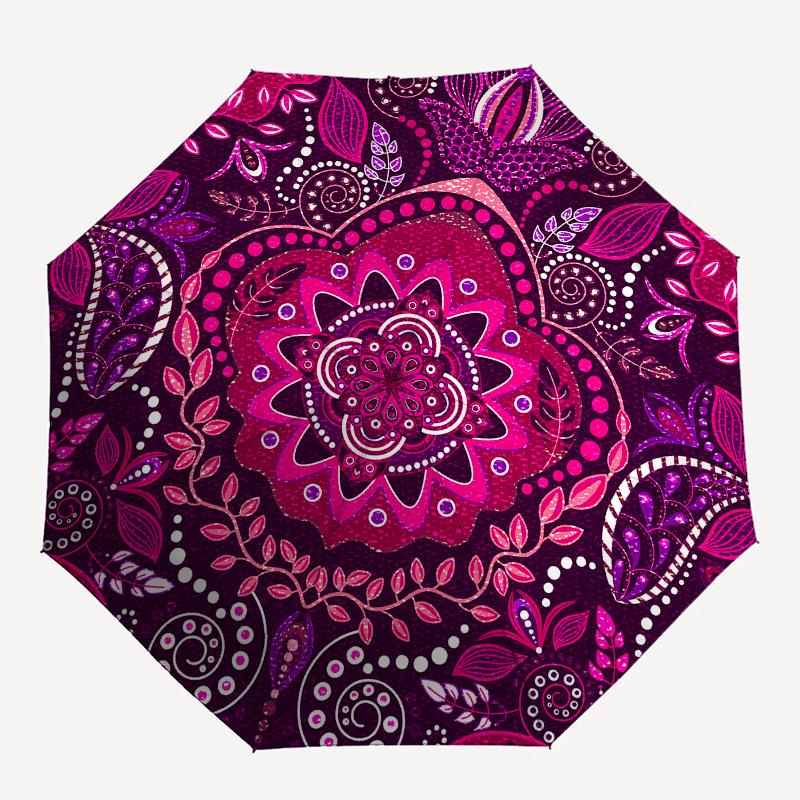 Vibrant Mandala Patterned Rug: Bohemian Style Home DecorUmbrella, Portable 3-Fold Umbrella for Men & Women,Christmas Gift ES155
