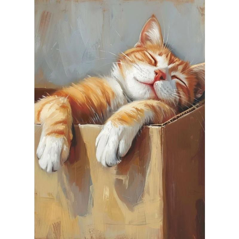 Cute White Cat Dogs Golden Retriever Bulldog Oil Painting Canvas Print Nordic Poster Wall Picture Kids Room Home Decor Cuadros