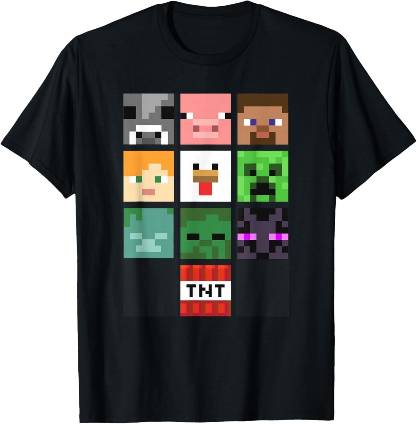 Футболка с коллажем лиц персонажей Minecraft S