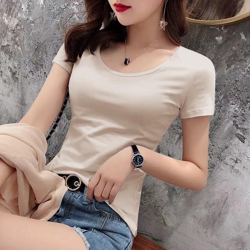 Women's Summer Modal Slim Fit Plus Size Black Short Sleeve T-Shirt