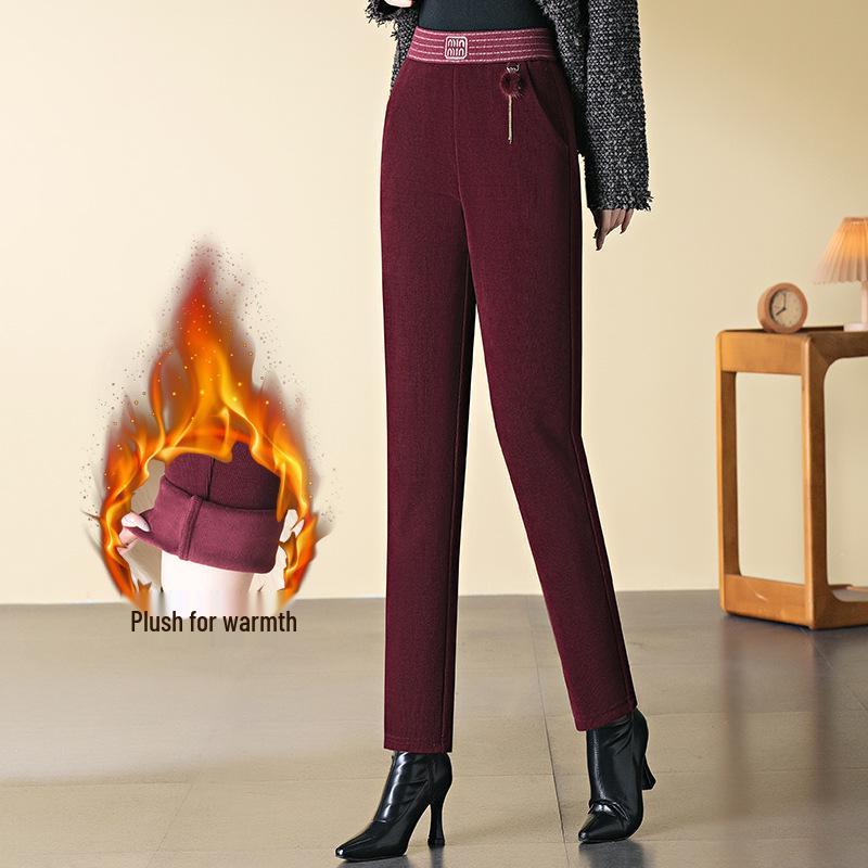 Women's European Velvet Harem Pants - Thickened, Elastic Waist, Petite, Winter 2024 Style