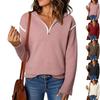 Womens Ribbed Pullover Sweatshirt Long Sleeve Half Zip Casual Lightweight Knit Top with Collar for Everyday Wear