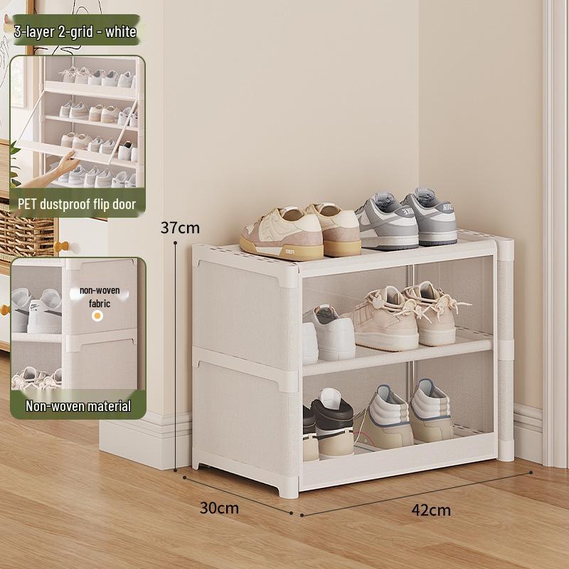 Sturdy Multi-layer Shoe Rack with Dustproof Transparent Shelves, Ideal for Home or Dorm.