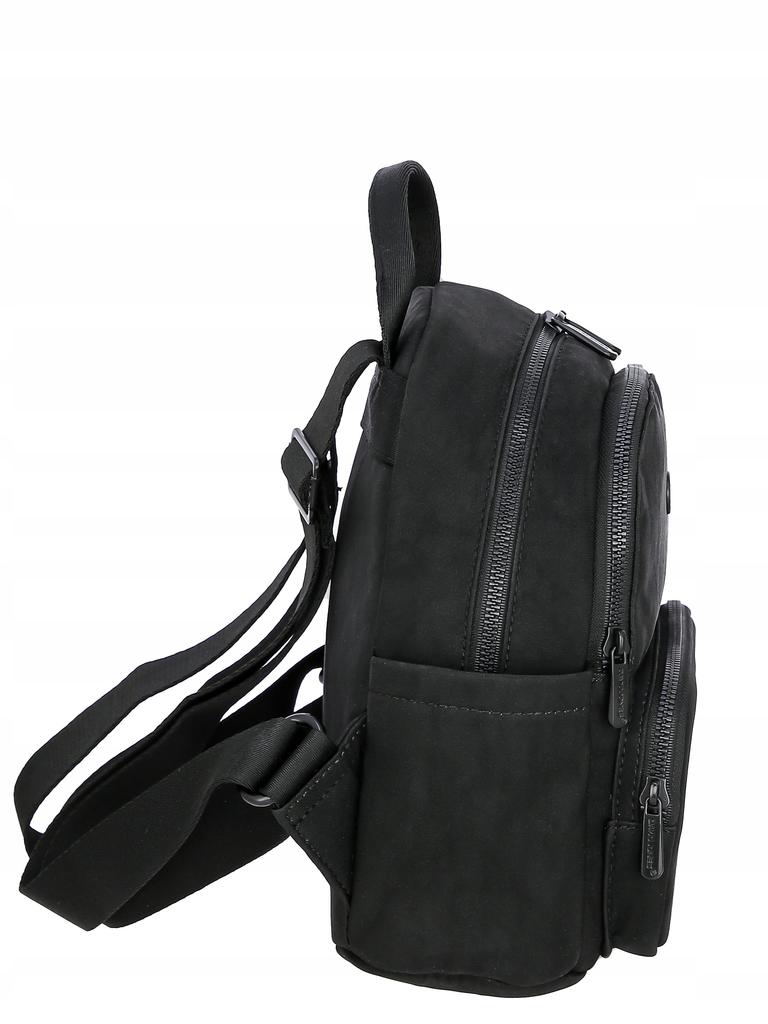 David Jones Women's Small City Backpack, Eco-leather, Black