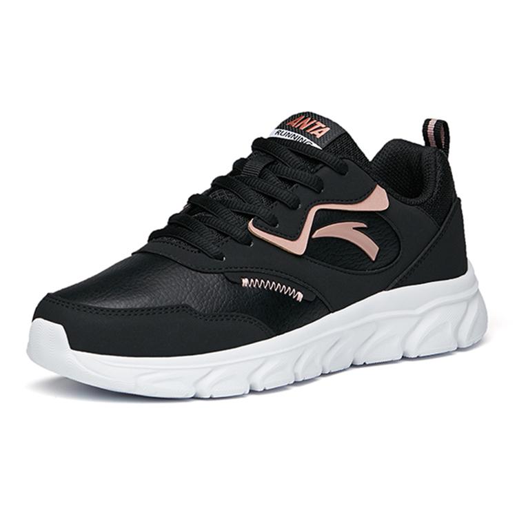 New Anta Shock Absorbers Slip Resistant Abrasion Resistant Low Top Running Shoes Women's Black Pink 922145573-4