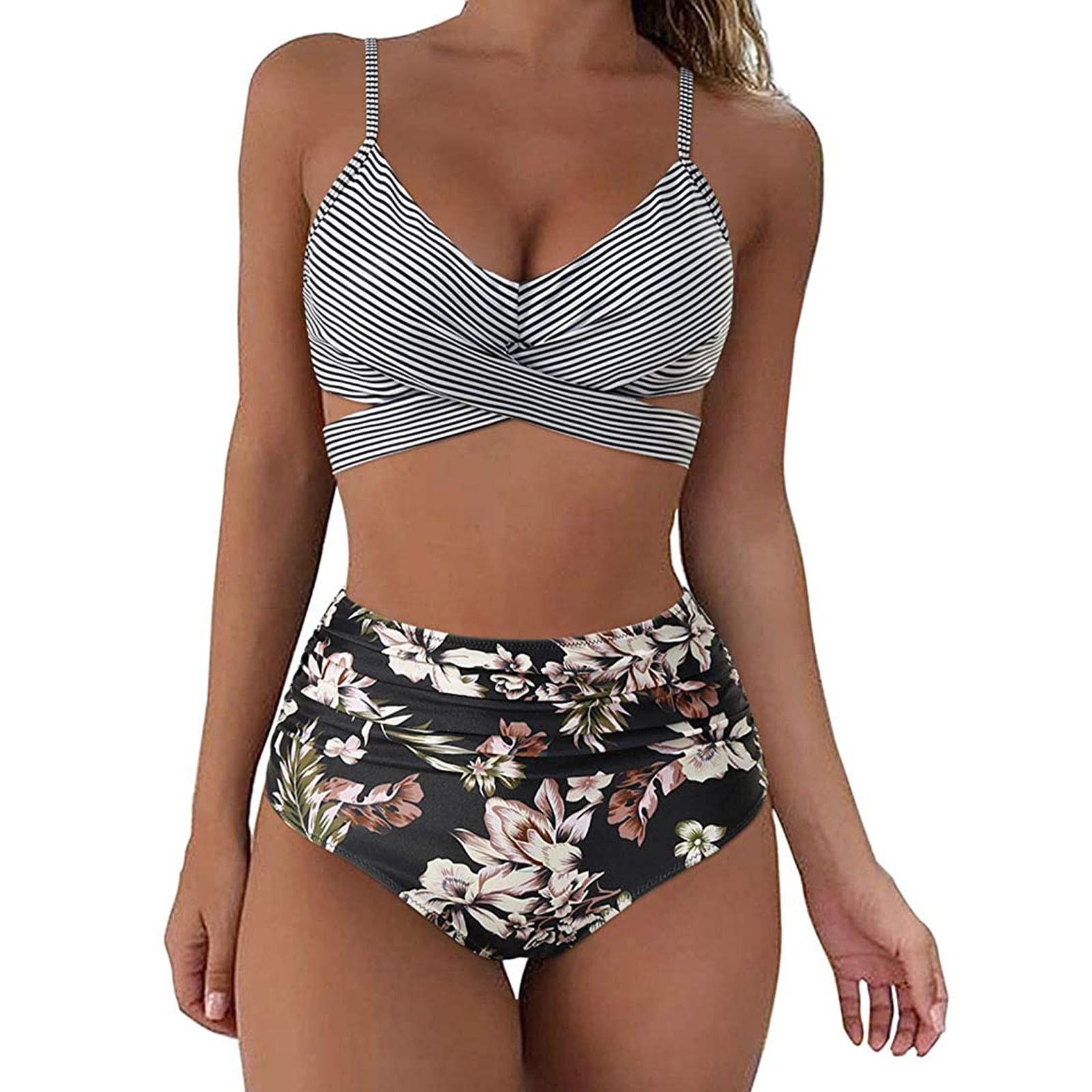 Fashion Women s Summer Sexy Tie- Split Two-Piece Bikini Swimsuit S