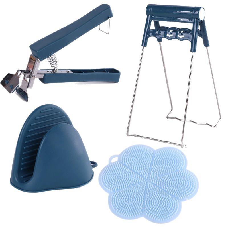 Stainless Steel Anti-scalding Gripper Set: Non-slip Tray Holder & Bowl Clip