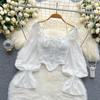 Pullovers Tops Women Strappy Crop Long Sleeves Backless Short Shirt Slim Pullover Tops