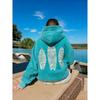 American Retro Floral Letter Print Grey Sweatshirt 2025