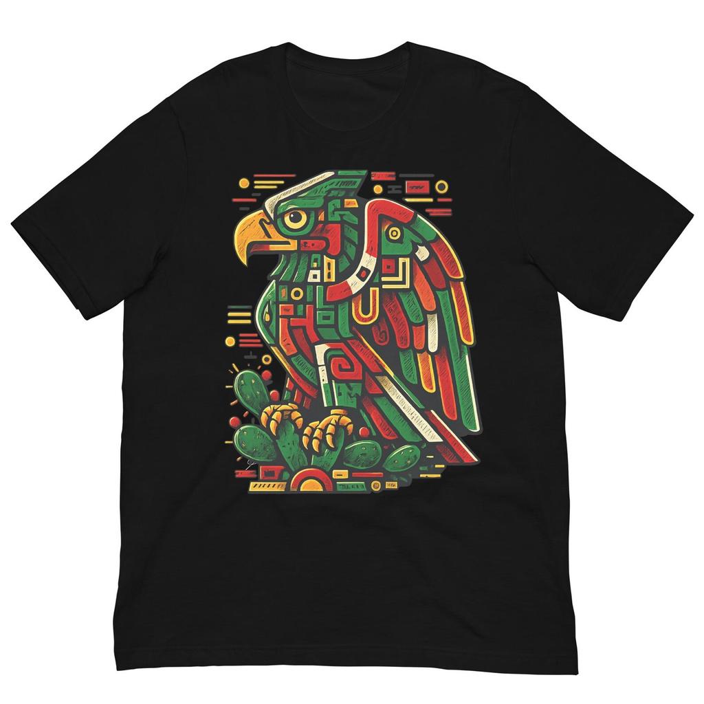 Mexican Eagle Art Shirt, Aztec Eagle T-Shirt, Mexico Pride Tee, Colorful Tribal Eagle Graphic Shirt, Mexican Heritage Gift