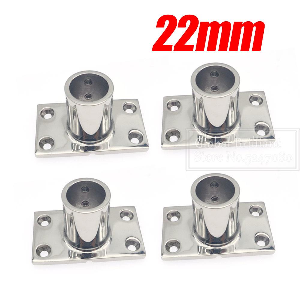 

4pcs 90 Degree Stainless Steel Square Handrail Rail Bases 22mm 25mm 30mm 32mm Marine Boat Yacht Rail Mounting Brackets