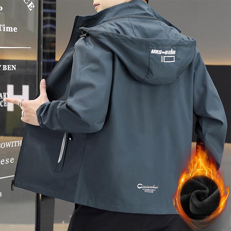 

Осенне-зимняя мужская термокуртка с капюшоном, мужская трендовая универсальная молодежная студенческая куртка свободного покроя 2XL