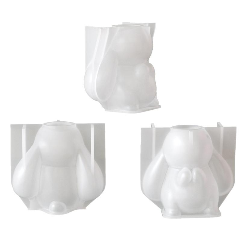 Flexible Reusable Handmade Mold Rabbit Shape Candle Holder Moulds Silicone Texture Suitable for Decorations and Present