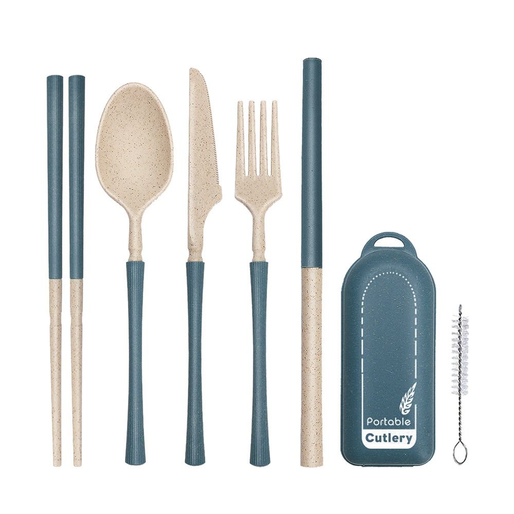 Camping Outdoor Tableware Knives Fork Spoon Chopsticks Straw Set Cutlery Set Dinnerware Set