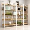 Modern Steel and Wood Multi-Layer Storage Rack for Living Room Display