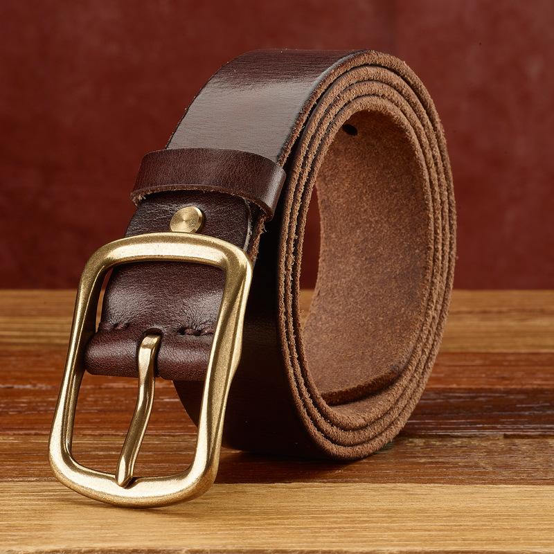 Curea din piele de vacă de prim strat reală lucrată manual Curea pentru bărbați Curea pentru bărbați Curea din piele retro