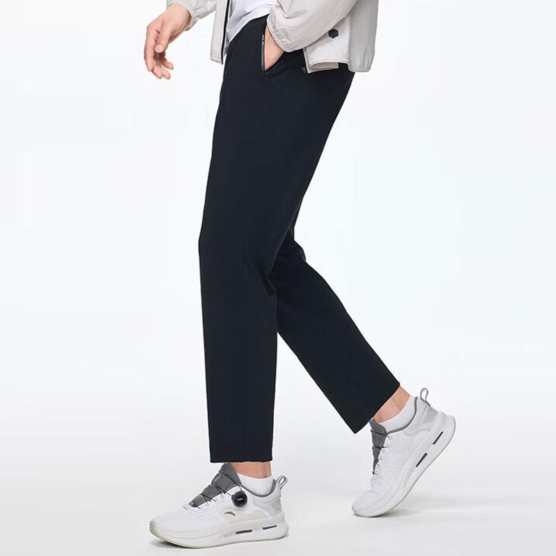 Anta Training Series Solid Color High Elasticity Nine-Point Slim Fit Casual Pants Men Bottoms Black 152427301-3