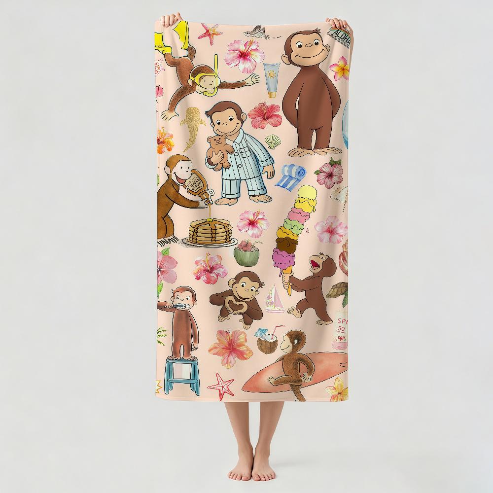 Cartoon cute C-Curious G-George Towel Drying Bath Towel Applicable To Light Swimming Camping Yoga Beach Out