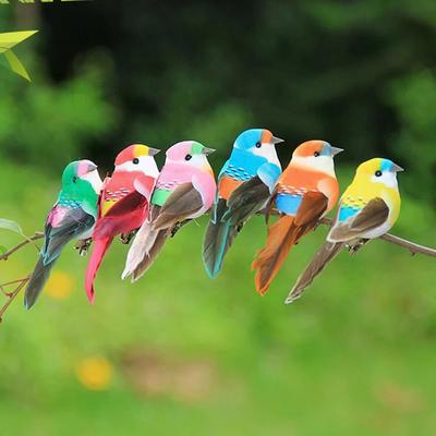 1 peça Pássaros Artificiais Fofos Animais Falsos de Espuma Modelos de Pássaros com Penas Chapim DIY Artesanato Decoração de Ornamento para Casa e Jardim