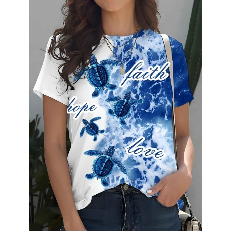 Summer Round Neck 3D Various Animal Print Top Fashionable Casual Short Sleeved Women's T-shirts