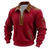 Men's Solid Color Corduroy Zipper Neck Long Sleeve Top Men's Casual Lapel Top